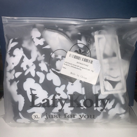 NEW With Tags LafyKoly XL Long Sleeved Black One Piece Padded/ Zipper Swimsuit - Picture 5 of 5